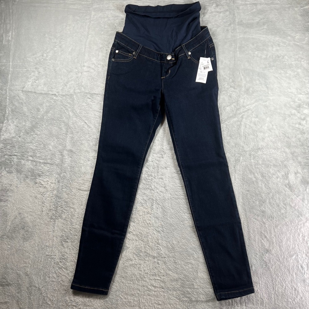 Indigo Blue Maternity Skinny Jeans Dark Wash Secret Fit Belly Small NWT